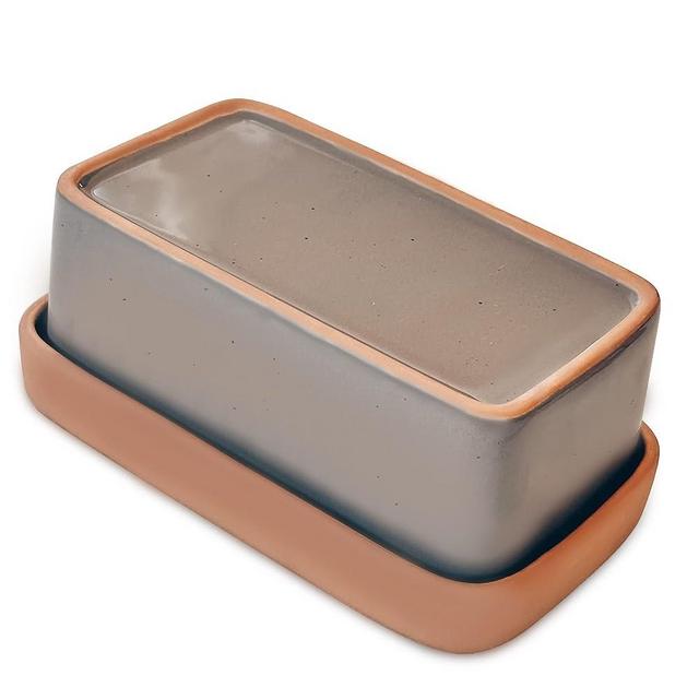Mora Ceramic Two-in-One Butter Dish with Lid, Covered Butter Crock Container to Leave on Countertop - Large Storage Keeper/Holder for Kitchen, Gifts for Her, Butter Tray For Counter - Sesame Milk