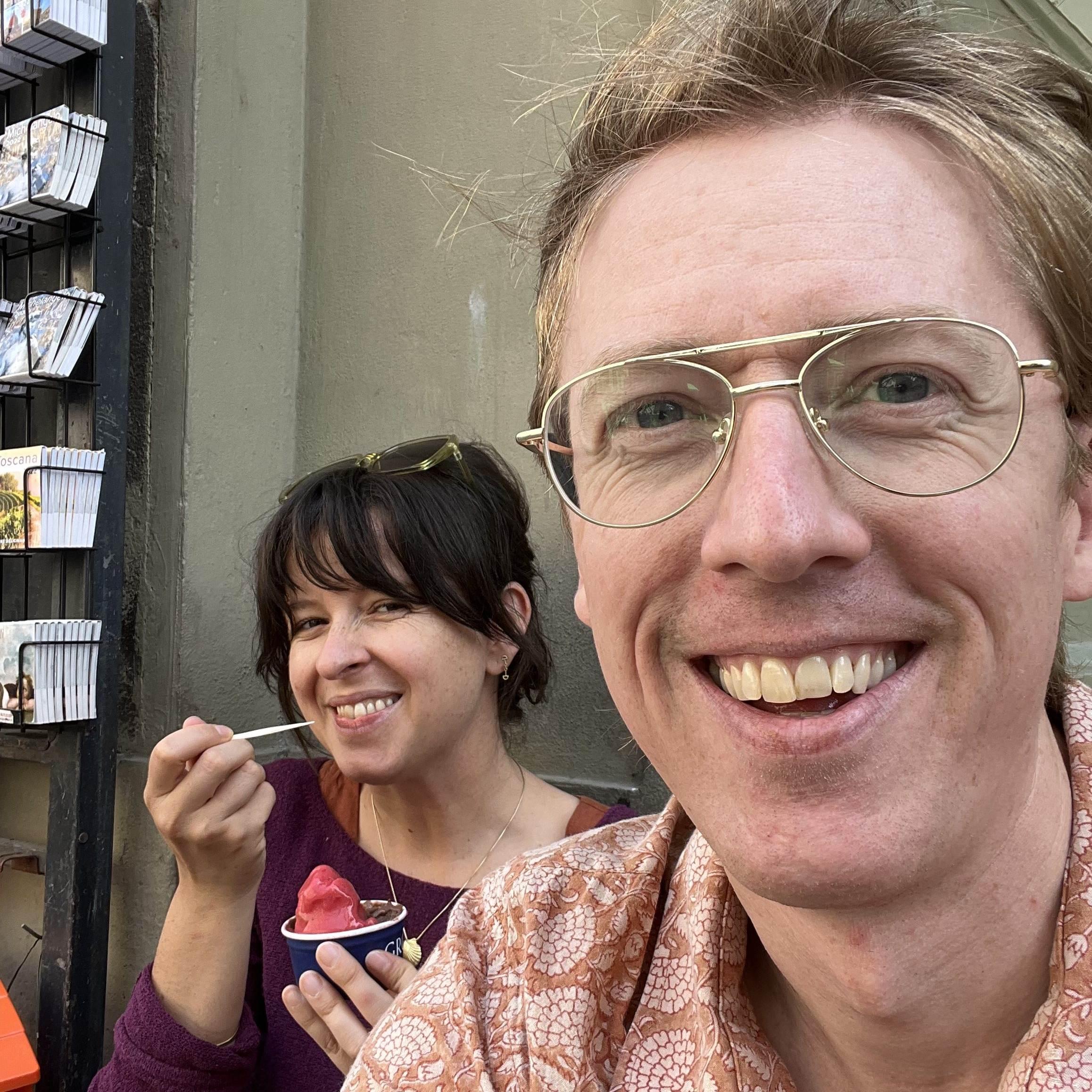Enjoying gelato in front of the Duomo in Florence, Italy. 