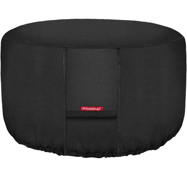 Porch Shield Fire Pit Cover - Waterproof 600D Heavy Duty Fade Resistant Round Patio Fire Bowl Cover Black - 32 inch