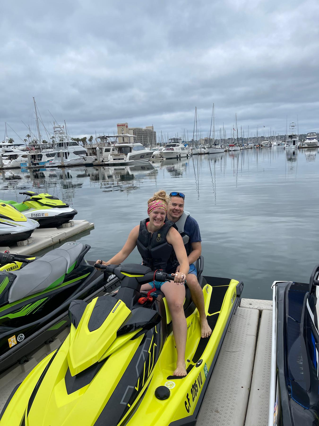Jet skiing, San Diego - June 2021.  Jet-skiing is Katie’s favorite!!