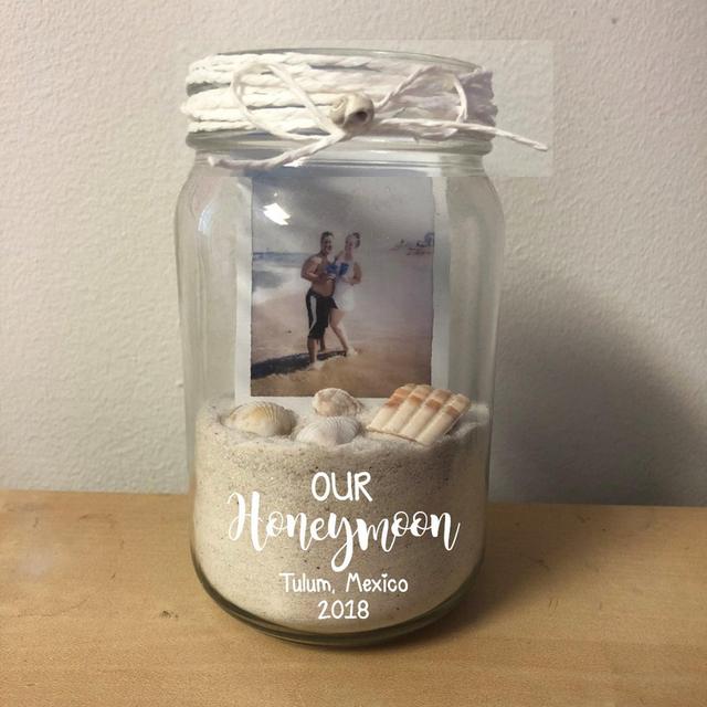Our Honeymoon Picture Frame, Sand Jar, Polaroid, Memory Box, Mason Jar, Beach Vacation, Just Married, Hubby, Wifey, Honeymoon Vibes, Travel