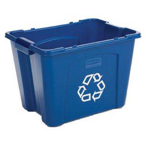 Rubbermaid Commercial Stackable Recycling Bin, 14 Gallon, Blue (FG571473BLUE)