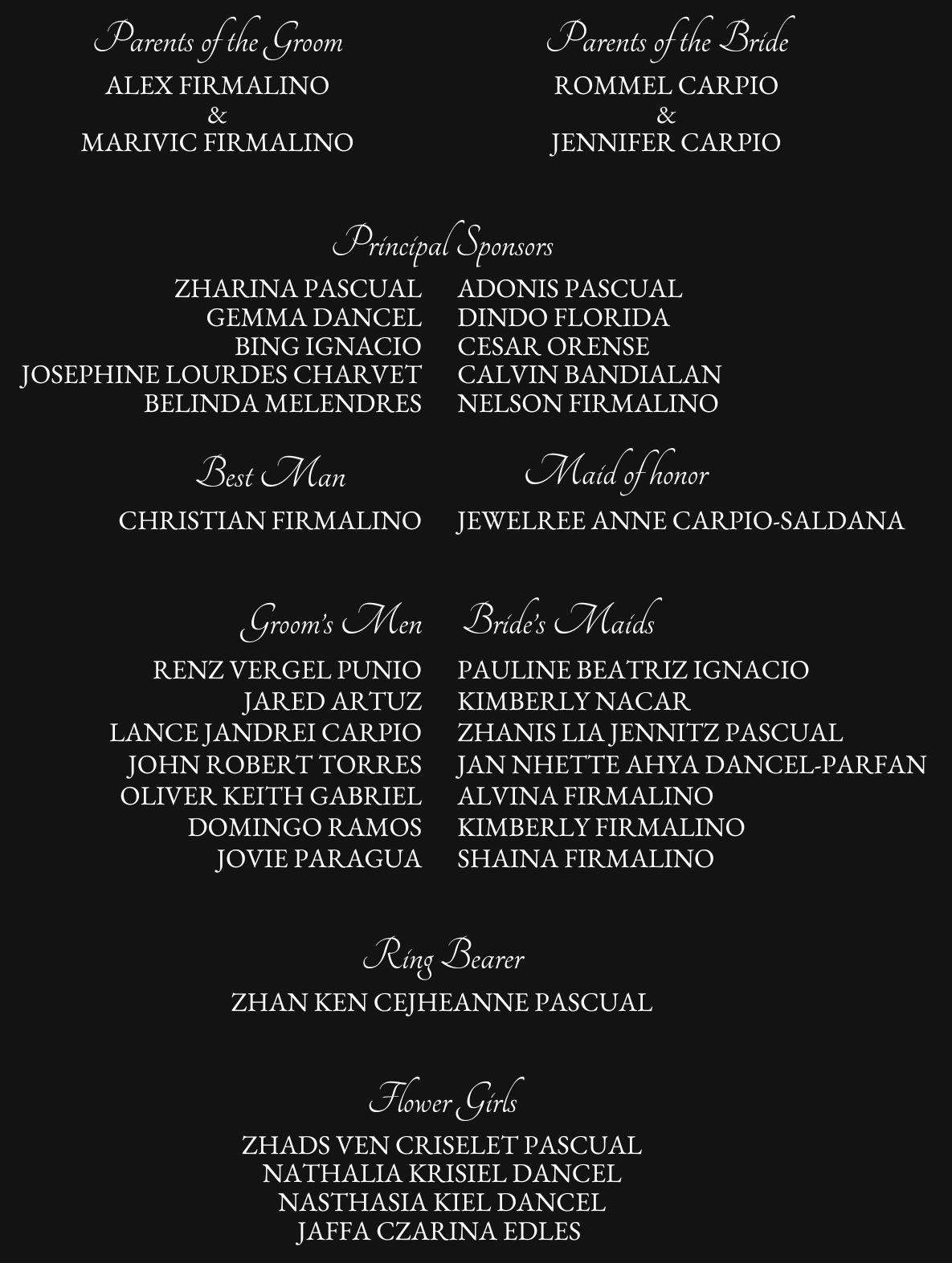 The Wedding Website of Eloisa Carpio and Vince Firmalino