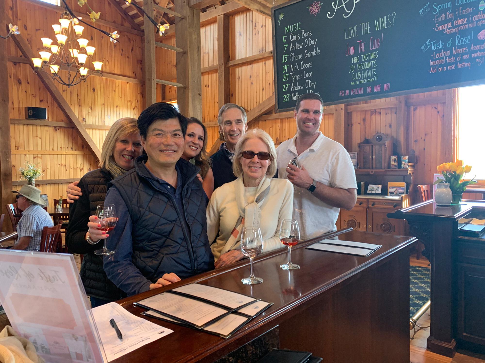 Anderson’s came to visit us in VA for Easter 2019 (Left to right): Maureen (MOG), Steve (Uncle), Whit, Eric (FOG), Carol (Aunt/Godmother), and Eric.