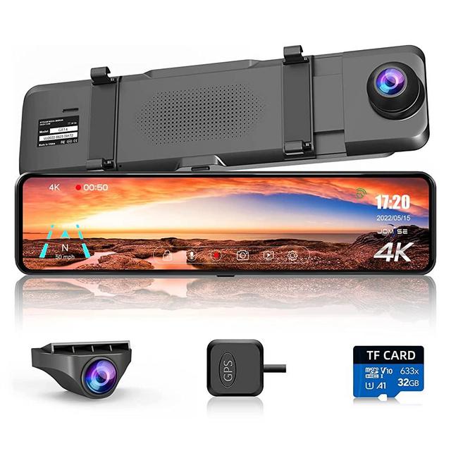 JOMISE 4K Mirror Dash Cam Front and Rear, Rearview Mirror Camera for Cars & Trucks with 11" IPS Touch Screen, Backup Camera with Type-C Connector/ Starvis Sensor/ Parking Monitor/Free 32GB Card-G814