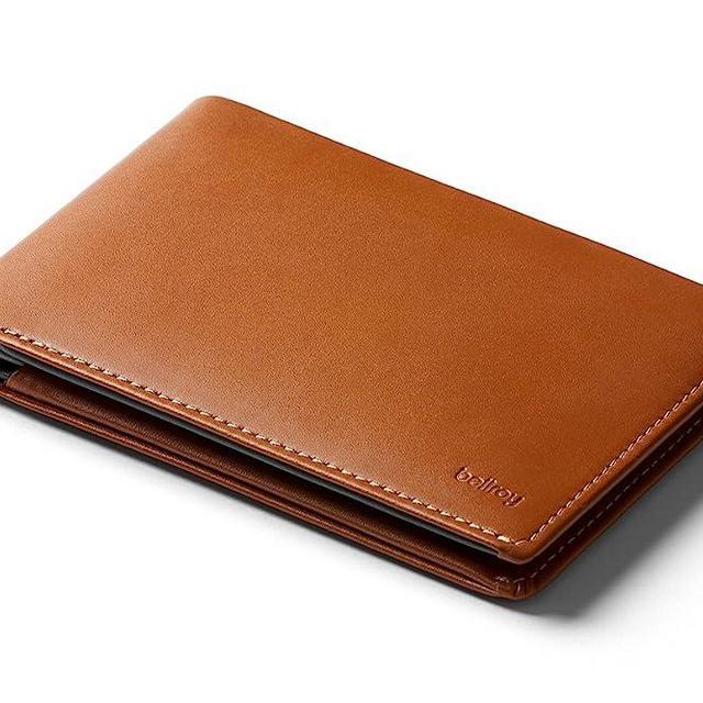 Bellroy Travel Wallet (Slim Leather Passport Wallet, RFID Blocking, Organizes Travel Documents, Cash & Tickets, Holds 4-10 Cards, Includes Micro Pen) - Caramel - RFID