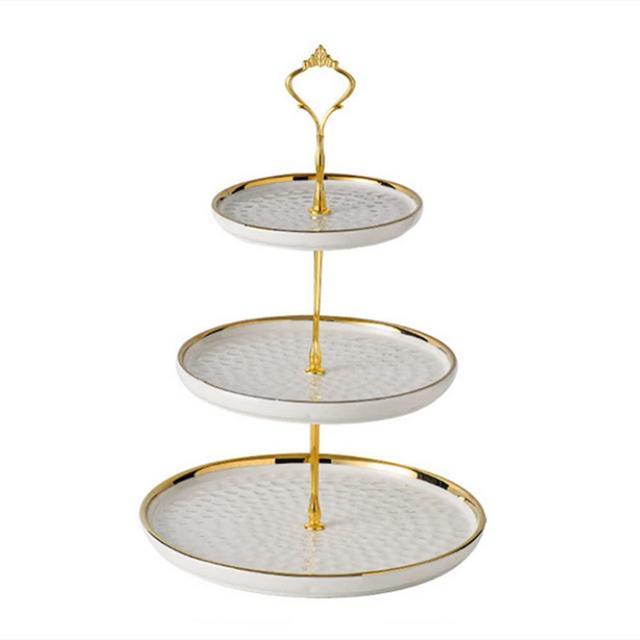 Bellairis 3 Tier Ceramic Cupcake Stand, Cake Display Stand, Dessert Tree Tower, Fruit Candy Plates for Wedding Birthday Tea Party Serving (white, round)
