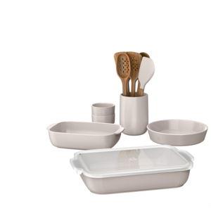 Beautiful 12-Piece Bakeware & Kitchen Tools Set, Porcini Taupe by Drew Barrymore