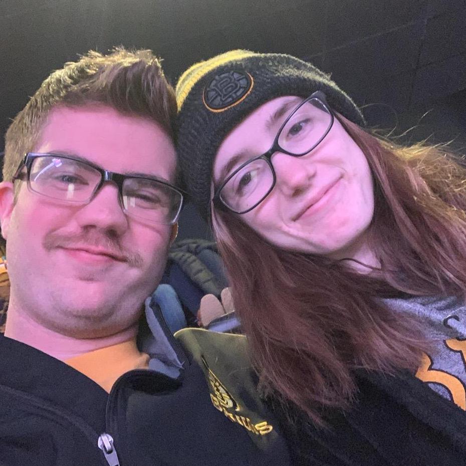 At a Boston Bruins hockey game!