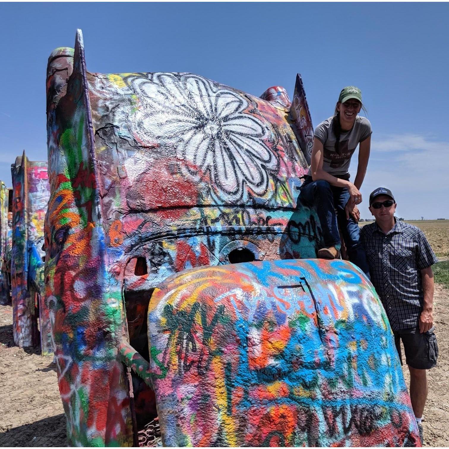 At Cadillac Ranch in Amarillo, Texas.