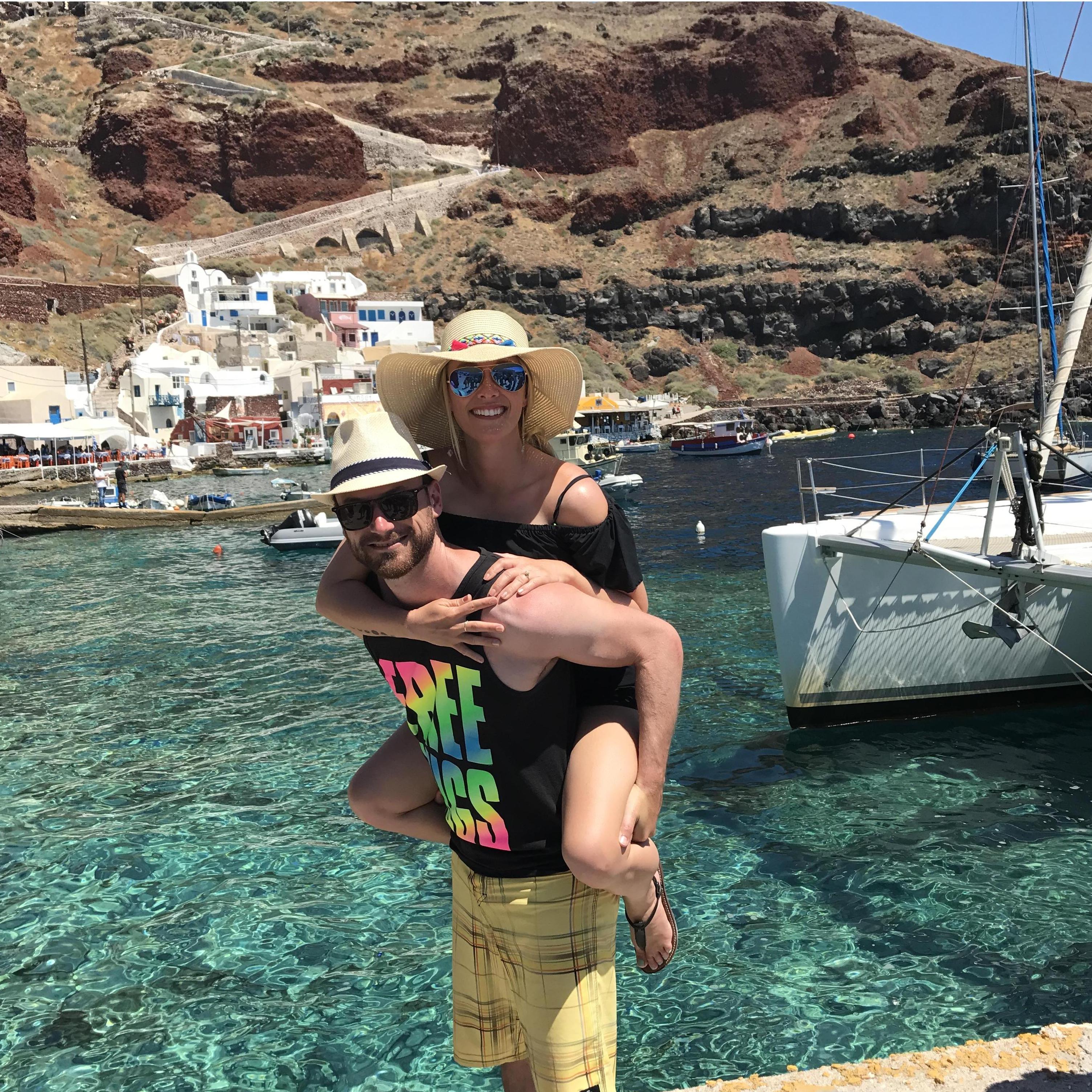 Day on a catamaran in Santorini Greece at Roni's Yoga Retreat