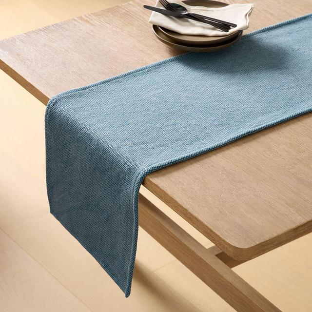 Textured Canvas Table Linens, Runner, Blue Bird
