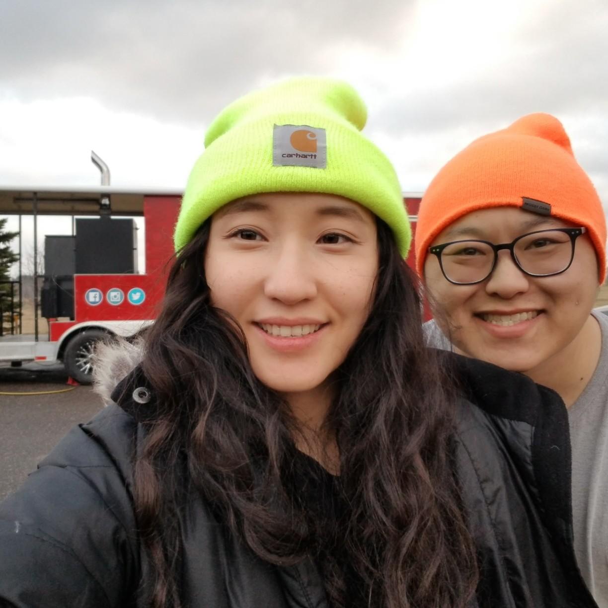 Our first photo with the food trailer, our first baby.