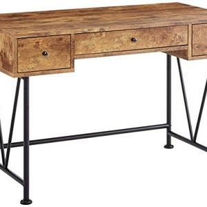 Coaster Home Furnishings  Analiese Modern Rustic Industrial Three Drawer Writing Desk - Antique Nutmeg