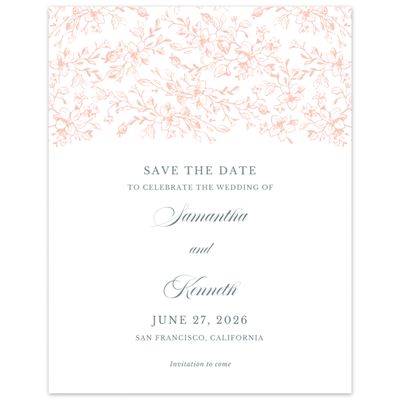 Peach Blush, Orange Wedding Digital Save the Date - Venado Portrait