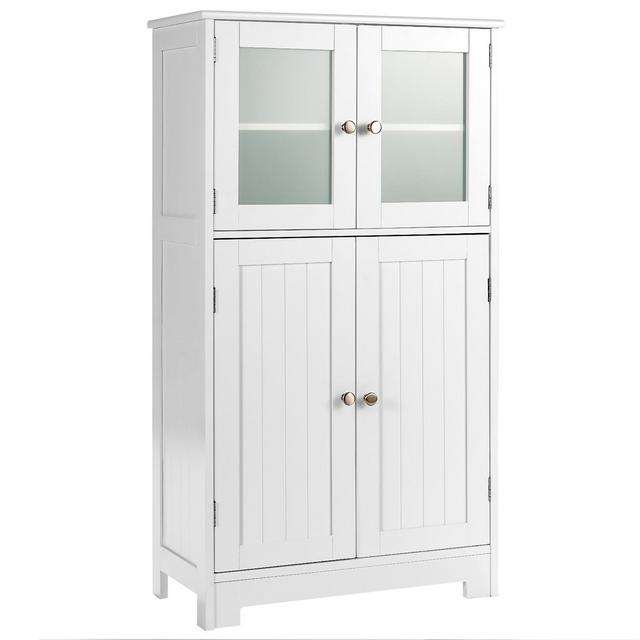 Costway Bathroom Floor Storage Cabinet Kitchen Cupboard w/Doors&Adjustable Shelf