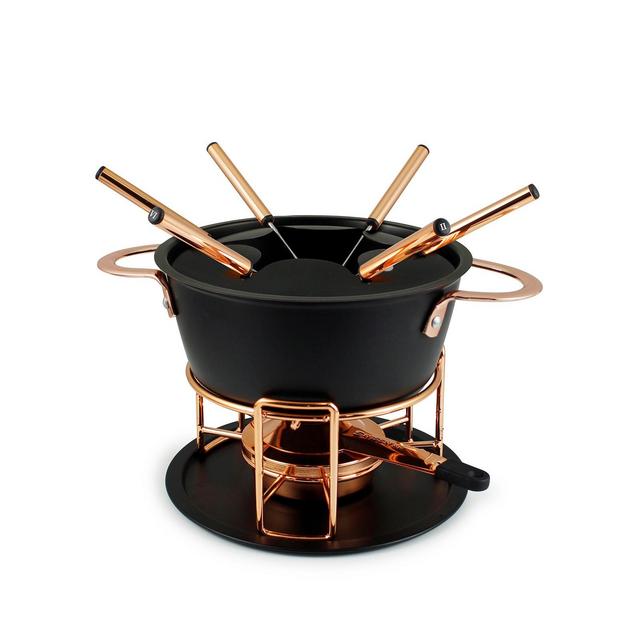 Real 11 Piece Cast Aluminum Fondue Set