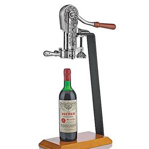 Wine Enthusiast® Legacy Corkscrew in Antique Pewter with Birch Stand