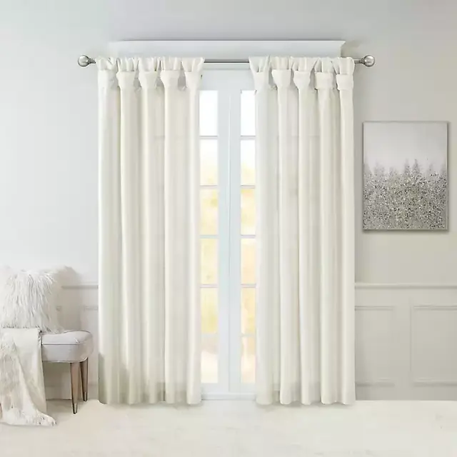 White Twist Top Curtain Panel, 95 in.