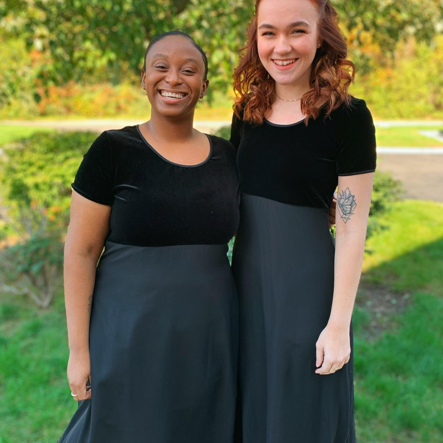 Michon and Allison (bridesmaid) met on the first day of undergrad at Western Michigan University. While they were in different degrees, they spent lots of time laughing and singing together in choir!
