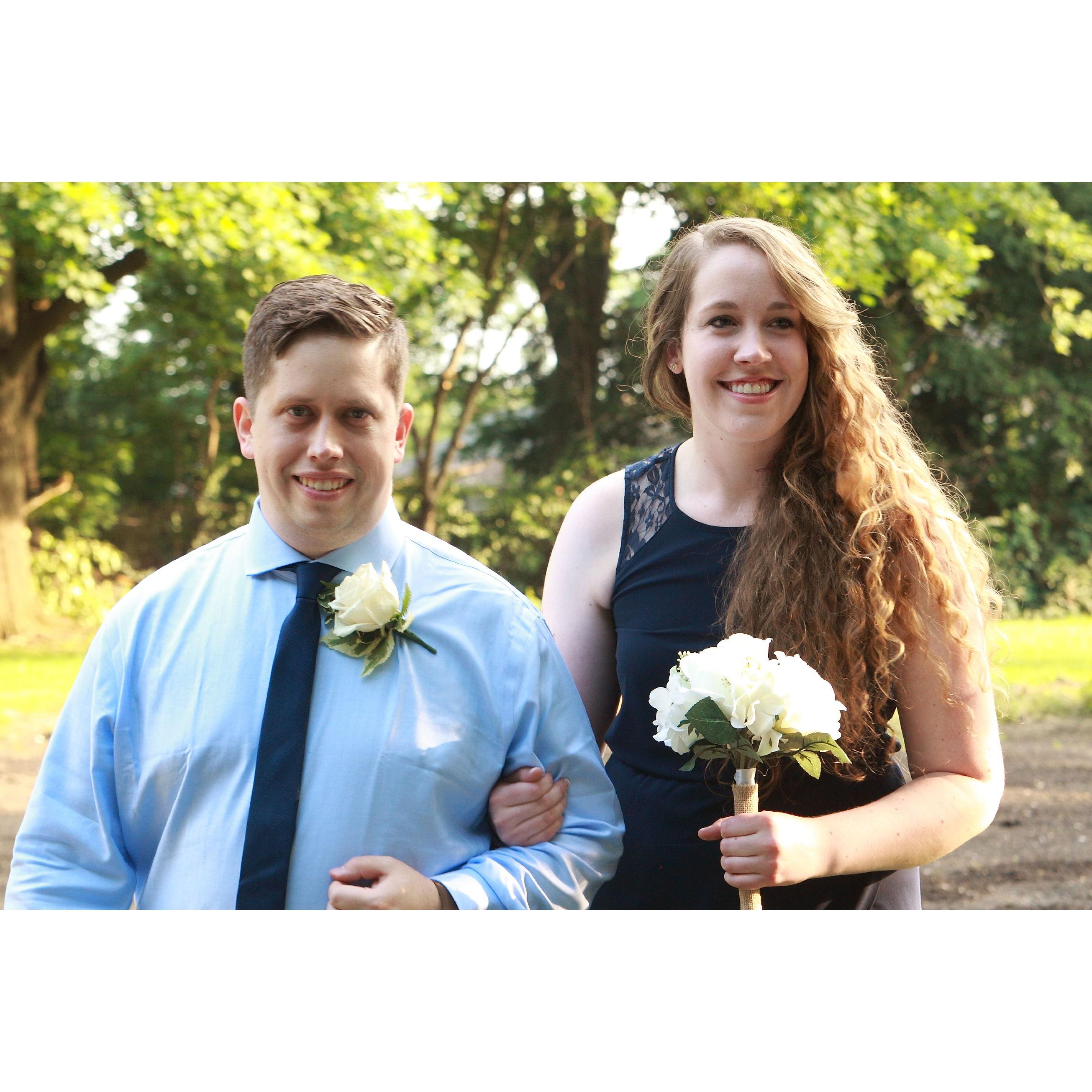 6/20/18 - Our first walk down an aisle together standing up in a family member's wedding.