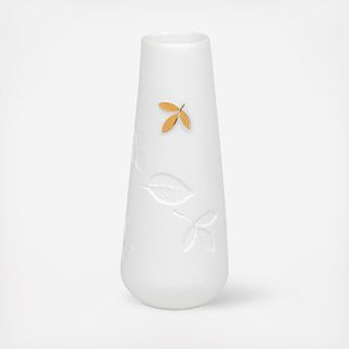 Porcelain Stories Leaf Vase with Gold Accent