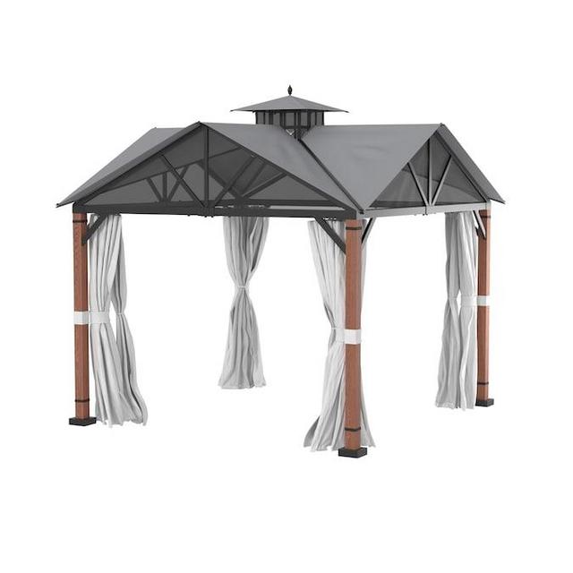 Style Selections Metal Square Screened Semi- Gazebo (Exterior: 10.72-ft x 10.72-ft)