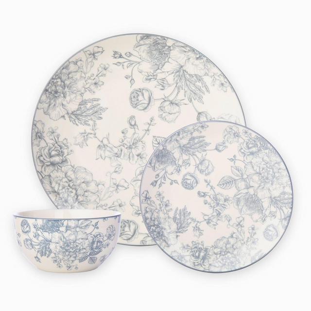Godinger Silver 12pc Porcelain Banbury Dinnerware Set Gray