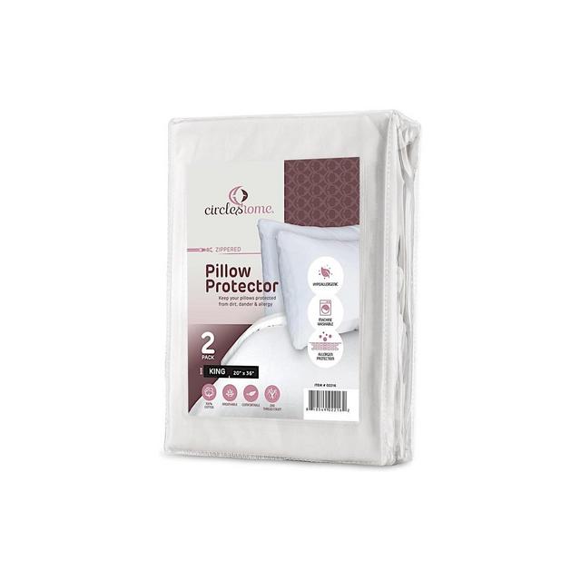 Circles Home 100% Cotton Breathable and Quiet King Pillow Protector with Zipper –