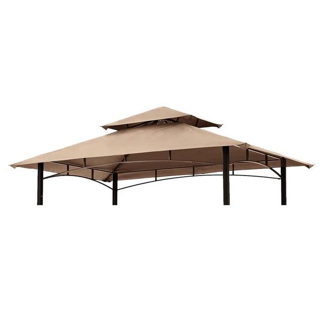 Grill Gazebo Replacement Canopy Roof – Hugline 5x8 Outdoor Grill Shelter Canopy Top Double Tiered BBQ Tent Cover Fit for Model L-GG001PST-F (Beige)