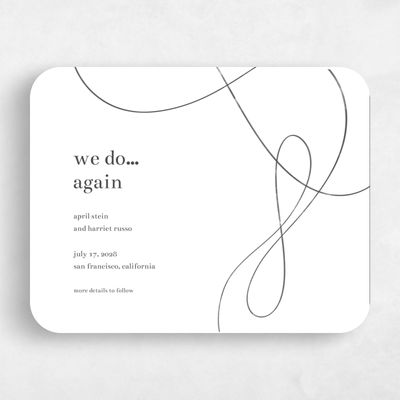 White Rounded Wedding Save the Date - Powell Vow Renewal
