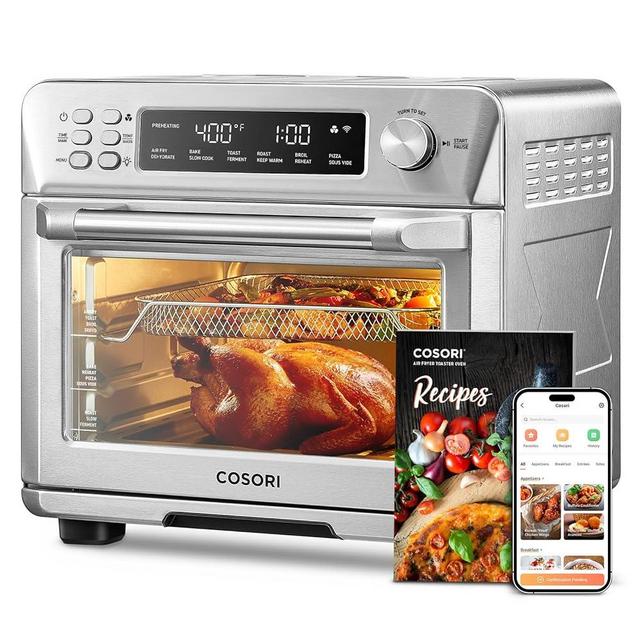 COSORI Smart 12-in-1 Air Fryer Toaster Oven Combo, Airfryer Sous Vide Convection Oven Countertop, Bake, Roast, Reheat, Broil, Dehydrate, 94 Recipes & 3 Accessories, 26QT, Silver