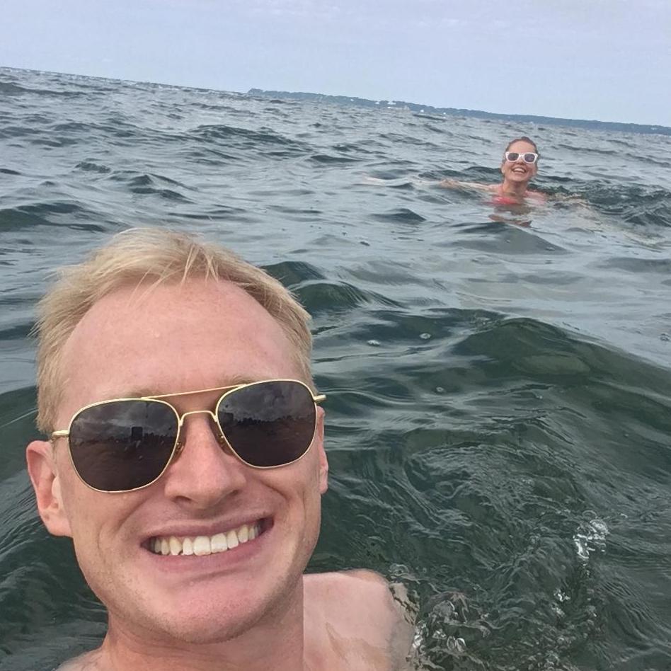 Swimming in Long Island Sound.