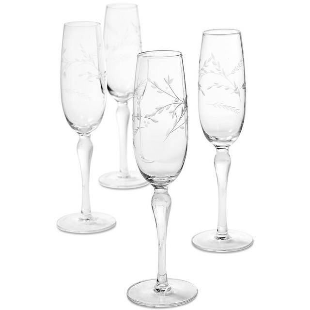 Hotel Collection Etched Floral Champagne Flutes, Set of 4, Created for Macy's