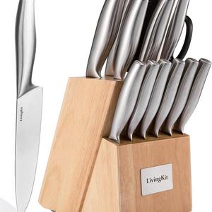 LivingKit Knife Block Set 14 Piece High Durability Stainless Steel Blades