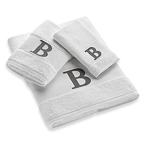 Avanti Silver Block Letter Monogram Letter "F" Turkish Cotton Cuff Fingertip Towel in White