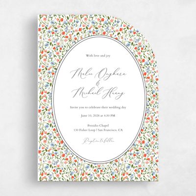 White Half arch Wedding Invitation - Ariella Portrait