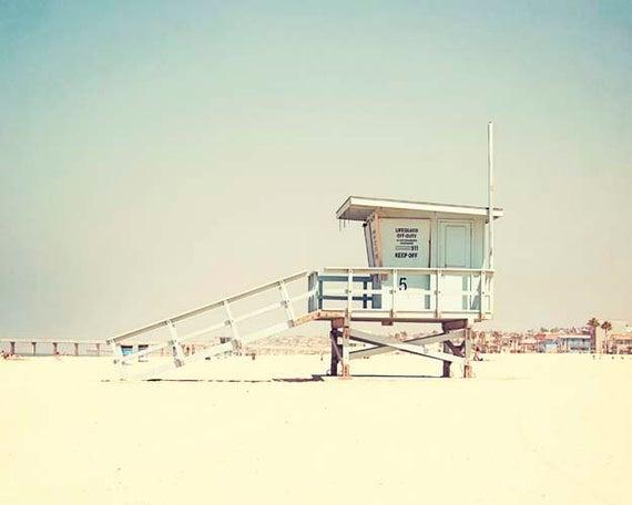 Lifeguard Stand Photograph, Hermosa Beach , Lifeguard Tower Photography, Mint Green, Pastel,   Summer Wall Art,  "Summer Days"