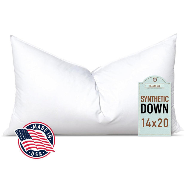 Pillowflex 14"x20" Synthetic Down Alternative Pillow Insert White Rectangle Lumbar Chop