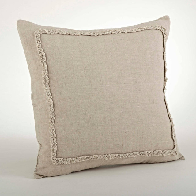 20"x20" Oversize Ruffled Design Square Throw Pillow Natural - Saro Lifestyle
