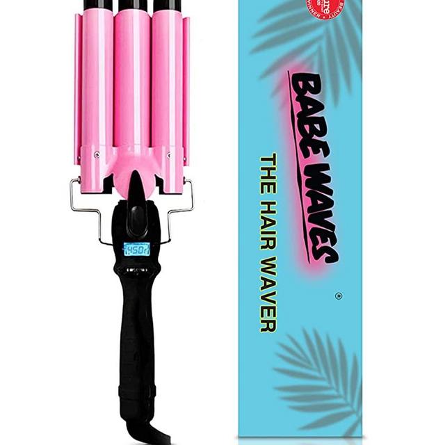 Babe Waves 3 Barrel Curling Iron Hair Waver - 25mm Quick Heat with 1 Inch Ceramic wand - Trademark Beauty Dual Voltage Hair Crimper - Adjustable Temperature Fast Heat Hair Style Tool for All Hair Type