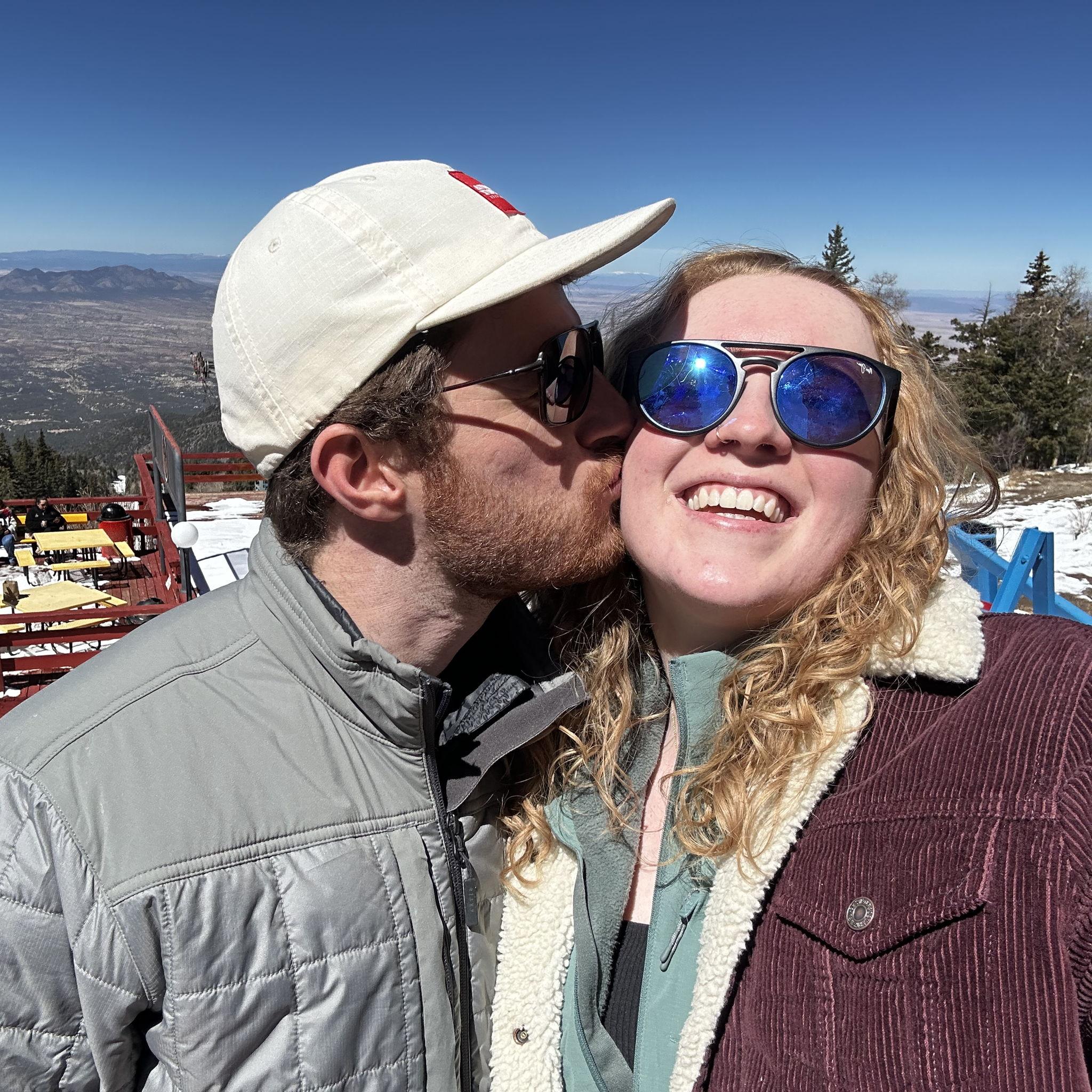 Aaron planned a date to go to Ten3 for lunch (March 2025). We took the beamer up the crest (duh) and walked a mile in the snow!