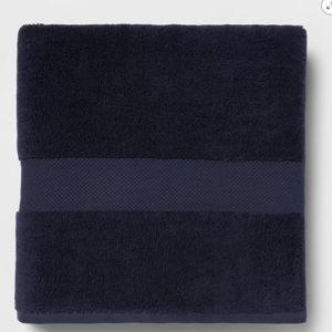 Performance Plus Oversized Bath Towel Navy - Threshold™: 100% Cotton, Heavyweight 550-800 GSM, Machine Washable