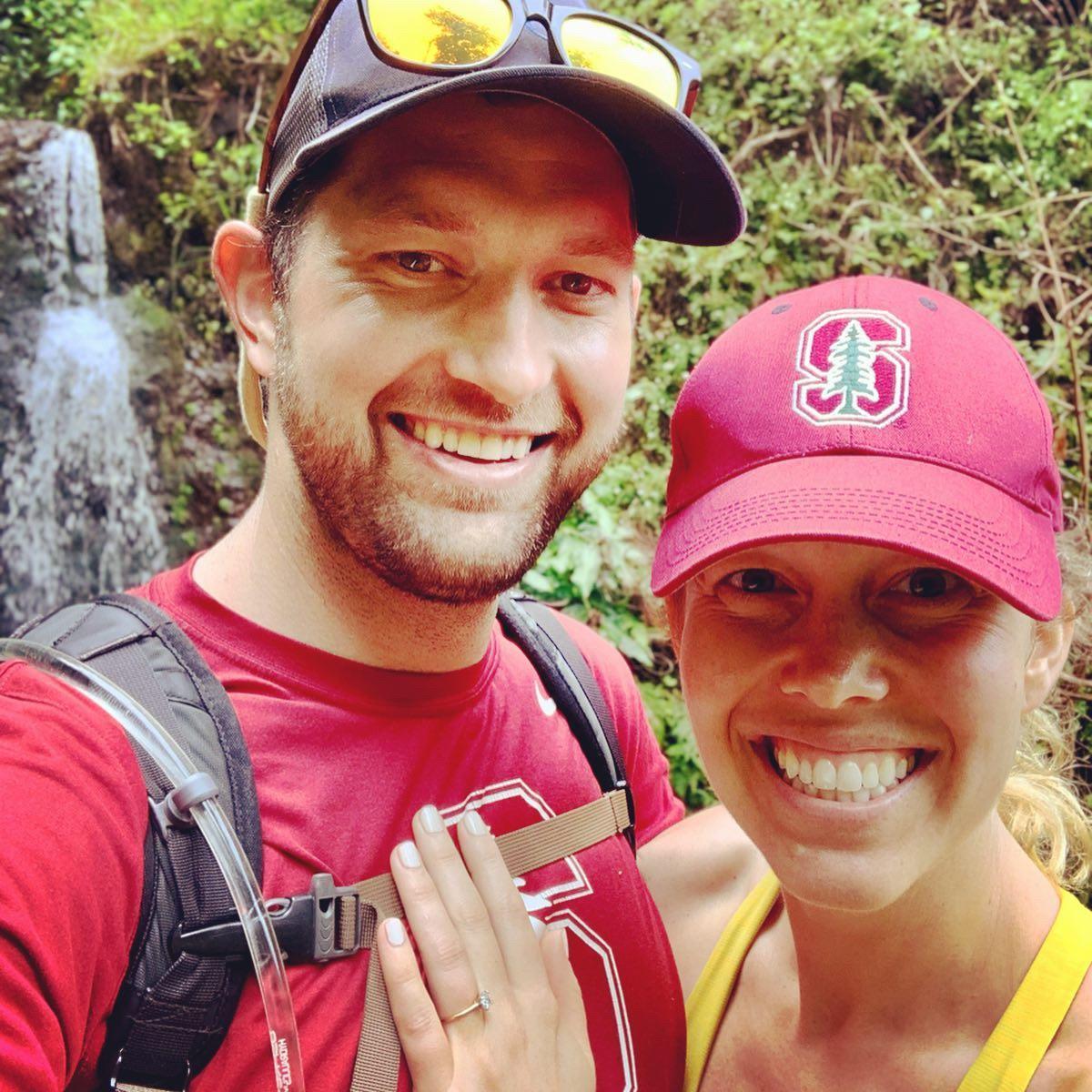 Jared proposed in front of this waterfall on the cliff trail along the NaPali Coast in Kauai