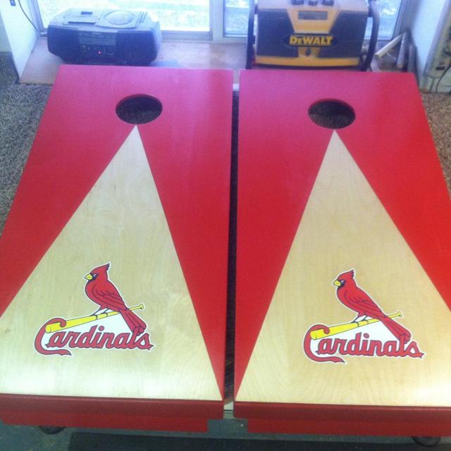 Personalized Cornhole Game (with Royals on one board & Cardinals on another)