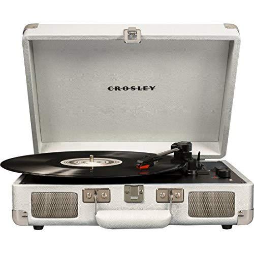 Crosley Cruiser Deluxe Vintage 3-Speed Bluetooth Suitcase Turntable, White Sand