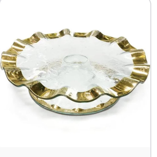 Annieglass Ruffle Pedastal Cake Plate — Hillyer House