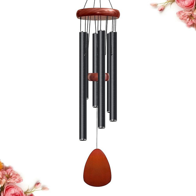 Bursvik 28" Black Wind Chimes for Mothers Day, Decorative Wind Chimes for Outside, Memorial Windchimes Remembrance Gift for Women Mom Grandma, Metal Wind Chimes Outdoor Decor for Garden Patio Zen