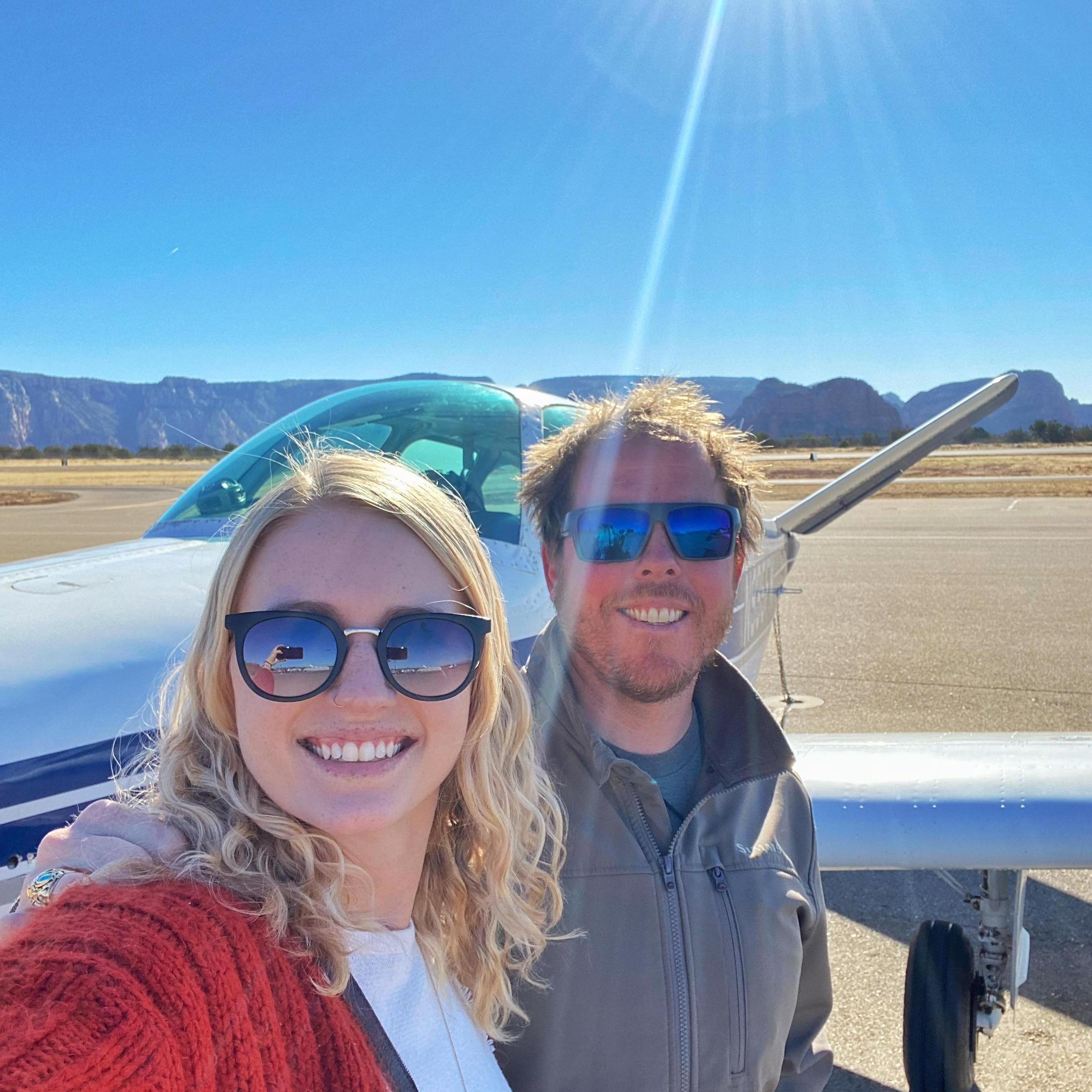 In February 2020, James got his private pilots license! Anna is making good progress on not being terrified every time they fly ;)