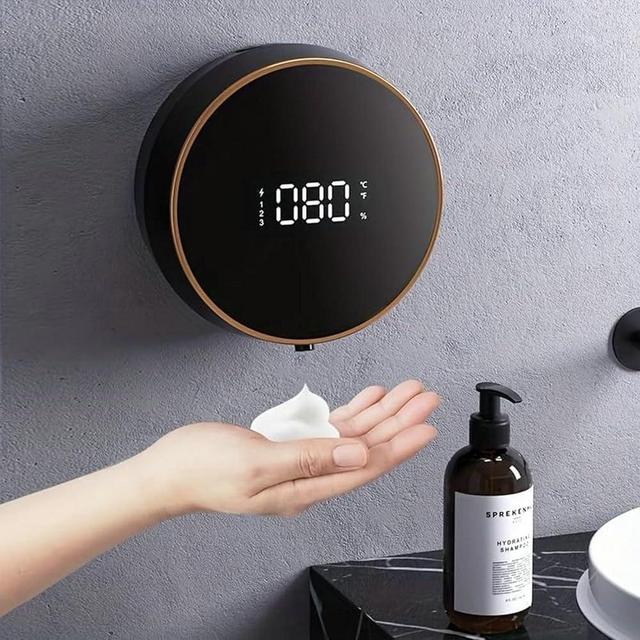 Automatic Soap Dispenser Foaming Hand Free Wall Mount, LED Temperature Display, USB Rechargeable Touchless and Smart Electric Dispenser for Wall, Bathroom, Kitchen, Commercia